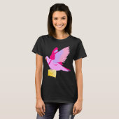 Cute Pink Cartoon Drager Pigeon T-Shirt (Voorkant volledig)
