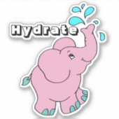 Cute Pink Cartoon Elephant Shower Water Fles Sticker (Voorkant)