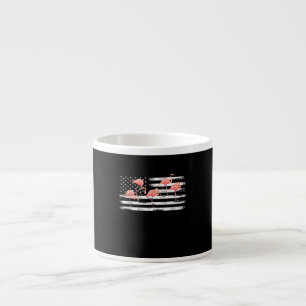 Cute Pink Cartoon Flamingo USA Flag 4th Of July Espresso Kop