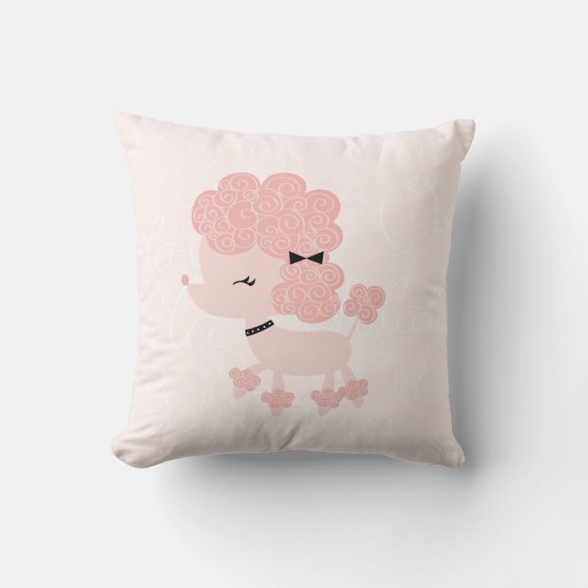 Cute Pink Cartoon French Podle Kussen (Voorkant)