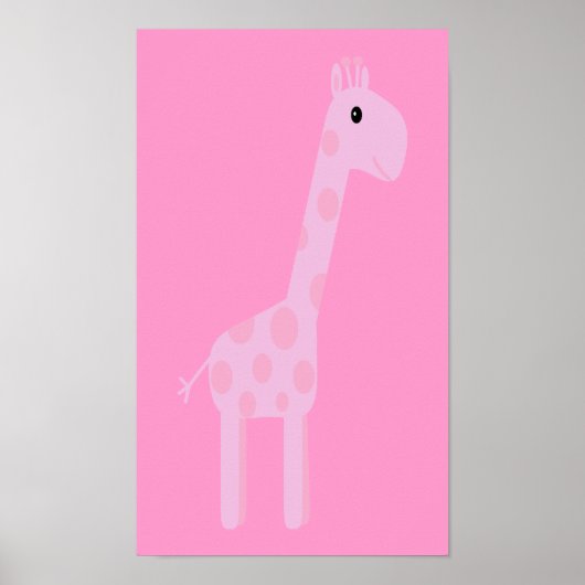 Cute Pink Cartoon Giraffe  Poster (Voorkant)
