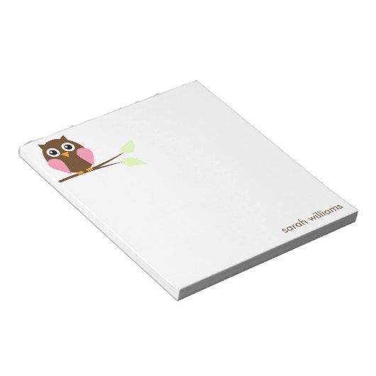 Cute Pink Cartoon Owl Notitieblok (Schuin)