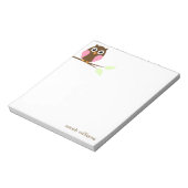 Cute Pink Cartoon Owl Notitieblok (Linkerzijde)