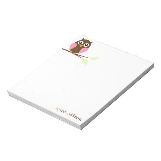 Cute Pink Cartoon Owl Notitieblok (Linkerzijde)