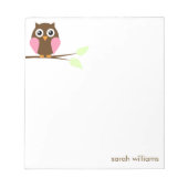 Cute Pink Cartoon Owl Notitieblok (Voorkant)