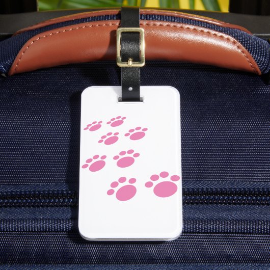 Cute Pink Cartoon Pet Paw Trail Bagagelabel (Voorkant Insitu 2)