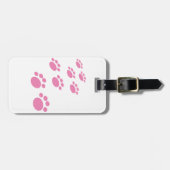 Cute Pink Cartoon Pet Paw Trail Bagagelabel (Voorkant horizontaal)