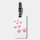 Cute Pink Cartoon Pet Paw Trail Bagagelabel (Voorkant verticaal)