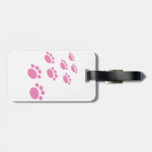 Cute Pink Cartoon Pet Paw Trail Bagagelabel (Achterkant horizontaal)