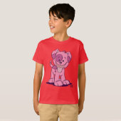 Cute Pink Cartoon Puppy Children T-shirt (Voorkant volledig)