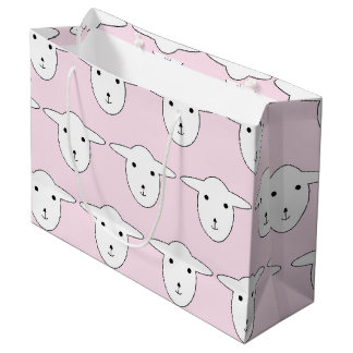 Cute Pink Cartoon Sheep Pattern Large Cadeautasje
