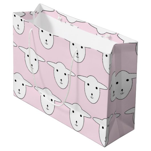 Cute Pink Cartoon Sheep Pattern Large Cadeautasje (Voorkant Gekanteld)