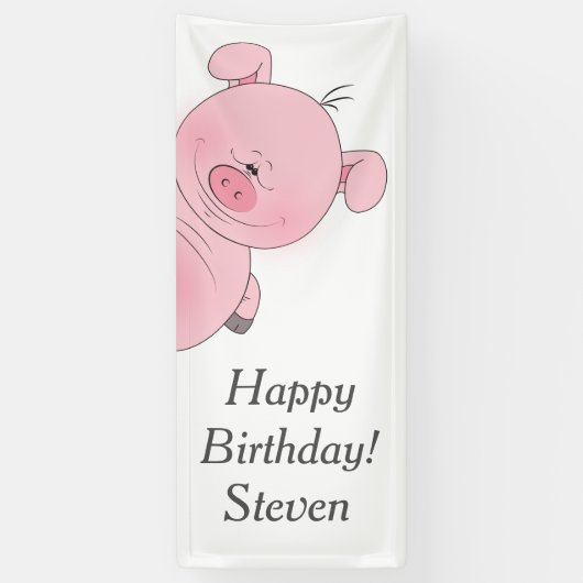 Cute Pink Cartoon Spandoek (Verticaal)
