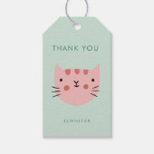 Cute Pink Cat Birthday bedankt Cadeaulabel (Voorkant)