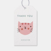 Cute Pink Cat Birthday bedankt Cadeaulabel (Achterkant)