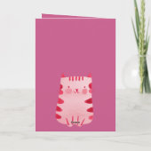 Cute Pink Cat Birthday Kaart (Achterkant)