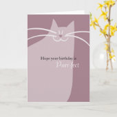 Cute Pink Cat Birthday Kaart (Gele Bloem)