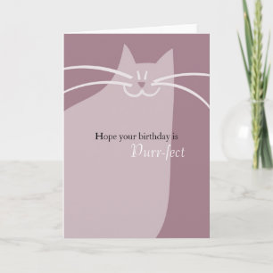 Cute Pink Cat Birthday Kaart