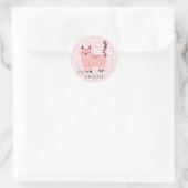 Cute Pink Cat en Polkadots - Gepersonaliseerde mei Ronde Sticker (Tas)
