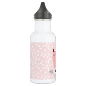 Cute Pink Cat en Polkadots - Gepersonaliseerde mei Waterfles (Links)
