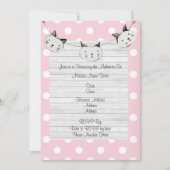Cute Pink Cat Girl Polka Dot Rustige Baby shower Kaart (Voorkant)