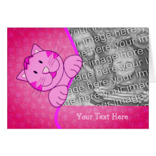 Cute Pink Cat Persoonlijke fotokaart