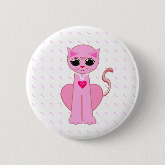 CUTE PINK CAT RONDE BUTTON 5,7 CM (Voorkant)