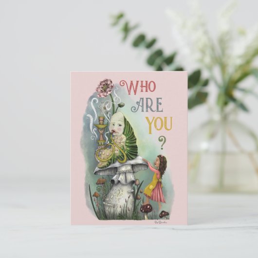Cute Pink Caterstyle in Alice in Wonderland Art Briefkaart (Staand voorkant)