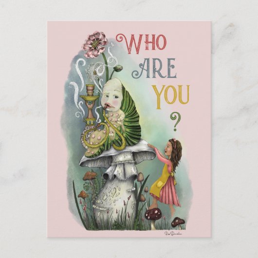 Cute Pink Caterstyle in Alice in Wonderland Art Briefkaart (Voorkant)