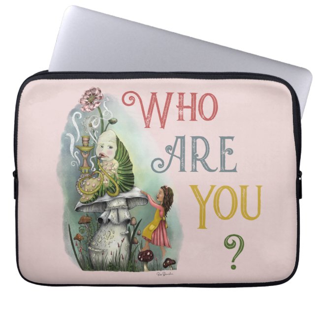 Cute Pink Caterstyle in Alice in Wonderland Art Laptop Sleeve (Voorkant)