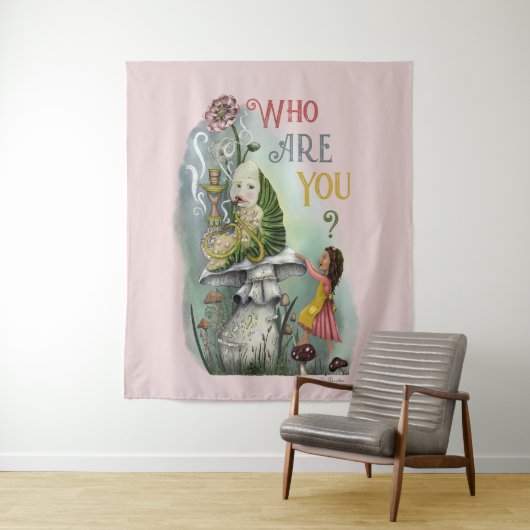 Cute Pink Caterstyle in Alice in Wonderland Art Wandkleed (In situ)