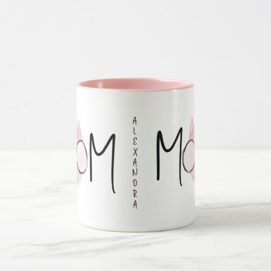 Cute Pink Cat's Mother Mothers Day Personalized Mok (Midden)