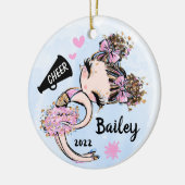 Cute Pink Cheerleader Ornament Brunette Brown Hair (Links)