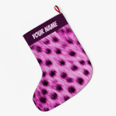 Cute Pink Cheetah Fur Look Add Your Name Grote Kerstsok (Achterkant (Hangend))