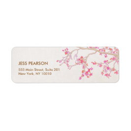 Cute Pink Cherry Blossom Floral Natuur Etiket