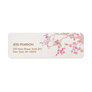 Cute Pink Cherry Blossom Floral Natuur Etiket