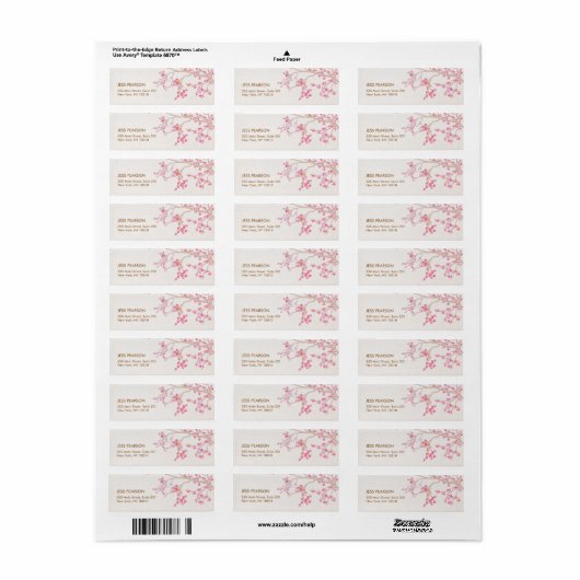 Cute Pink Cherry Blossom Floral Natuur Etiket (Full Sheet)