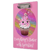 Cute Pink Cherry Cupcake met Sprinkles Cliboard Klembord (Links)