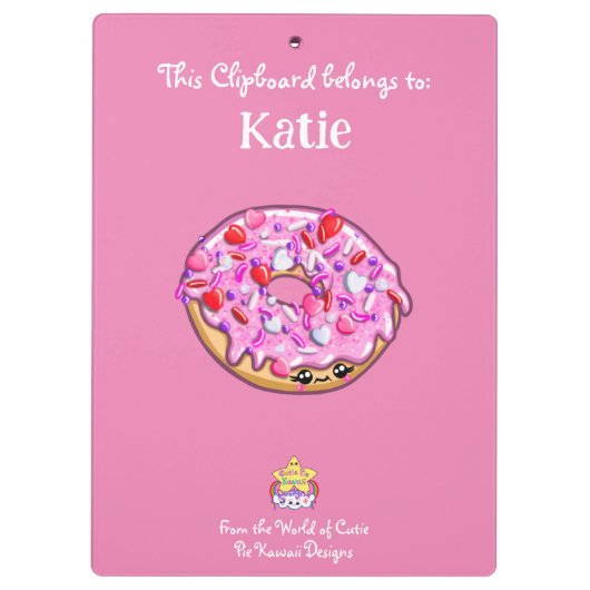 Cute Pink Cherry Cupcake met Sprinkles Cliboard Klembord (Achterkant)