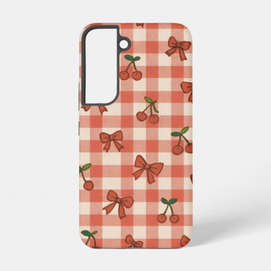 "Cute Pink Cherry Pattern Samsung Galaxy S22 Case  Hoesje (Achterkant)