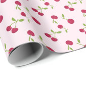 Cute Pink Cherry Retro Fruit Cadeaupapier (Rol Hoek)