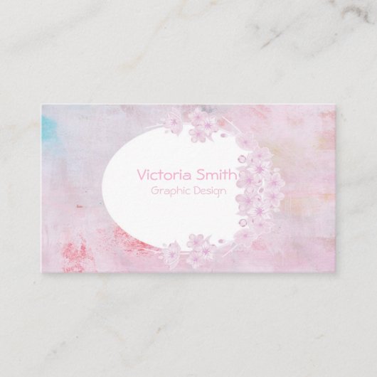 Cute Pink Cherryblossoms Flower Floral Spring Visitekaartje (Voorkant)