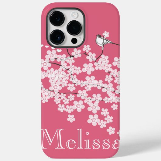 Cute Pink  Chickadee Cherry Blossom Case-Mate iPhone Case (Achterkant)