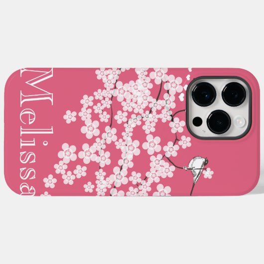 Cute Pink  Chickadee Cherry Blossom Case-Mate iPhone Case (Achterkant (horizontaal))