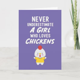 Cute Pink Chicken Cards For Baby Girls Kids Lover Kaart