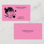 Cute Pink Children Girly Babyzittend Visitekaartje (Voorkant / Achterkant)
