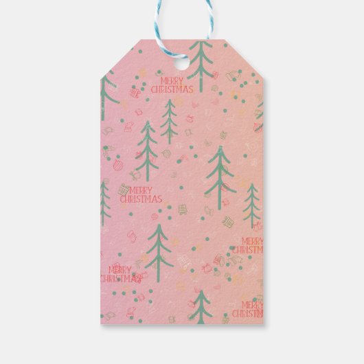 Cute Pink Christmas Cadeaulabel (Achterkant)