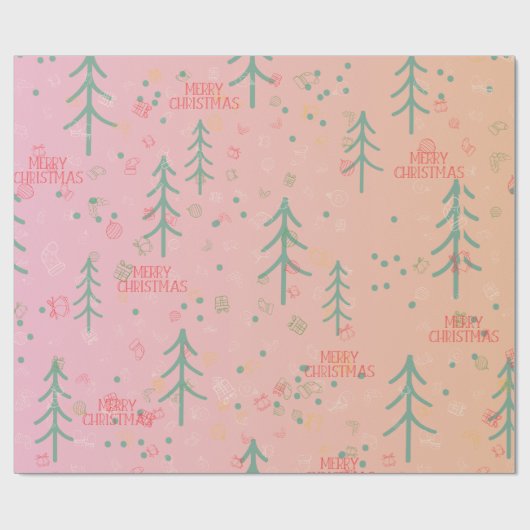 Cute Pink Christmas Cadeaupapier (Vlak)