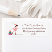 Cute Pink Christmas Elf Ice Skating  Etiket (Insitu)