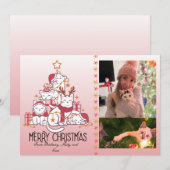 Cute Pink Christmas Kitties Feestdagenkaart (Voorkant / Achterkant)